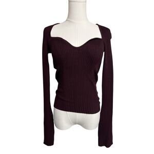 H&M Women's Ribbed Sweater - Dark Purple